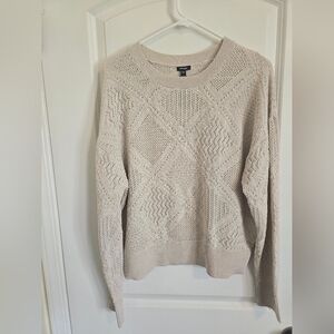 NWT Express Women's Cream Colored Crew Neck Sweater Size L
